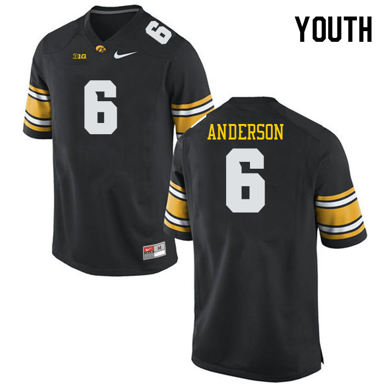 Youth #6 Seth Anderson Iowa Hawkeyes College Football Jerseys Stitched-Black - Click Image to Close